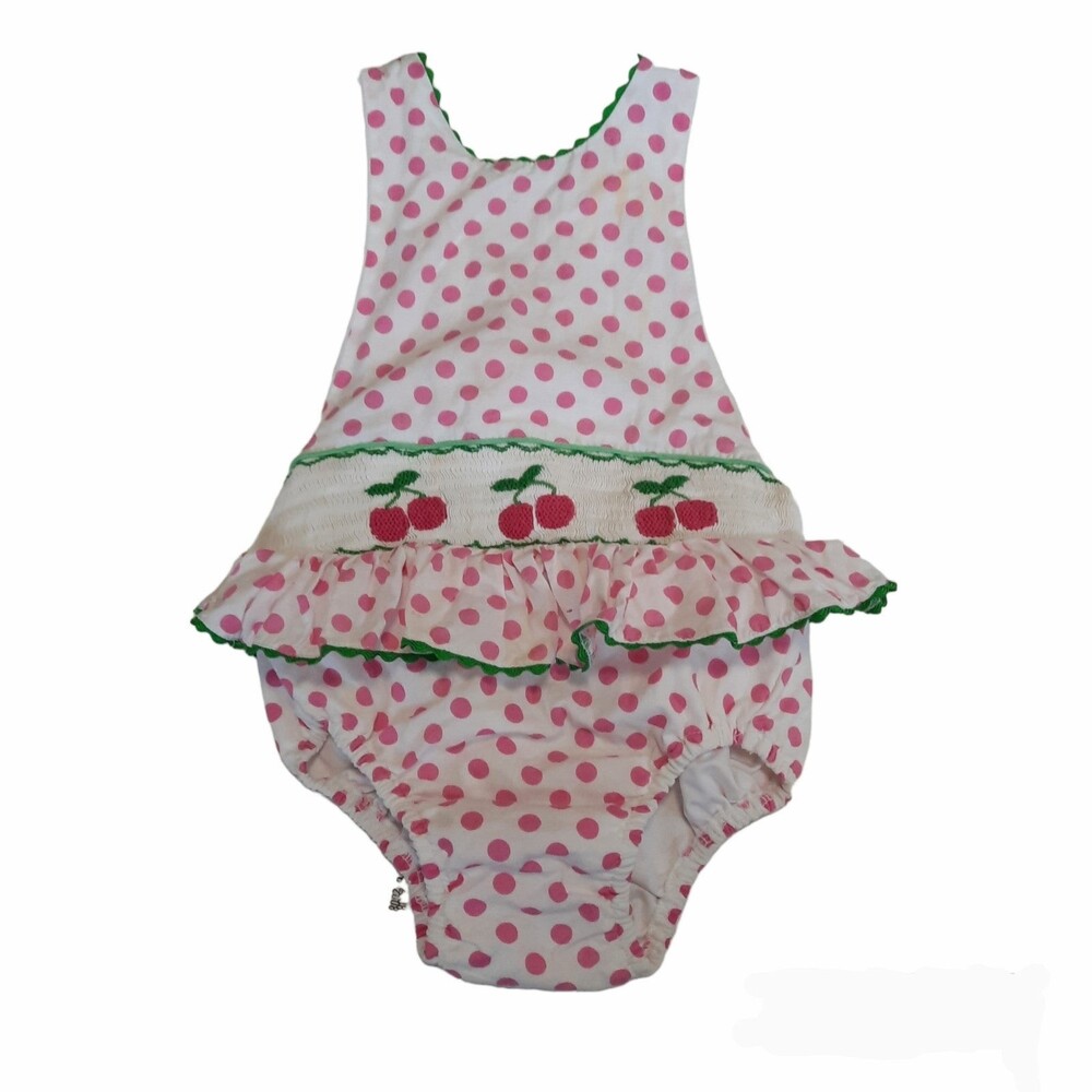 Babeeni Girls Smocked Cherry Sunsuit 4/5